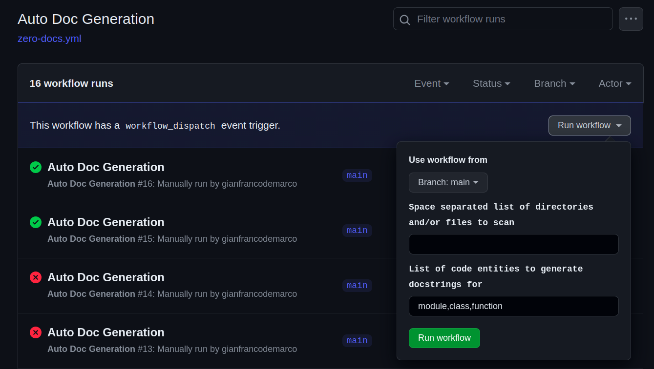 Github action UI